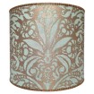 Abat Jour Cylindre Fait Main en Tissu Fortuny Campanelle Aquamarine et Or