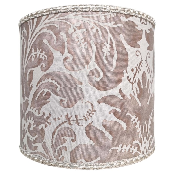 Drum Lampshade in Fortuny Fabric Pearl Grey & Antique White Lucrezia Pattern Fortuny 