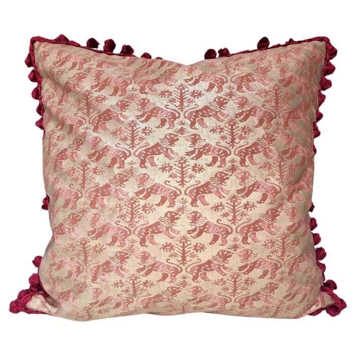 Throw Pillow Cushion Cover in Fortuny Fabric Rust & Gold Richelieu Pattern