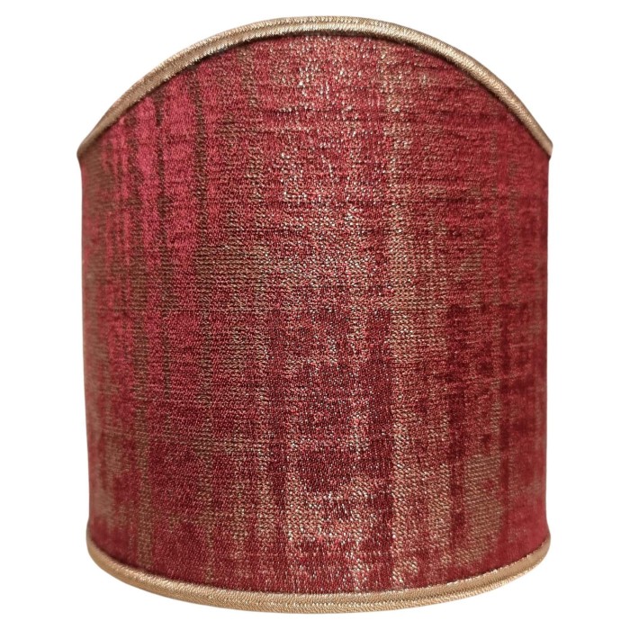 Clip On Shield Shade Jacquard Rubelli Fabric Ruby Red and Gold Venier Pattern