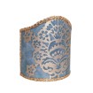 Wall Sconce Clip-On Shield Shade Fortuny Fabric Blue and Gold Veronese Half Lampshade