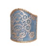 Wall Sconce Clip-On Shield Shade Fortuny Fabric Blue and Gold Veronese Half Lampshade