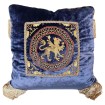 Luxury Embroidered Blue Rubelli Velvet Pillow with Corner Tassels