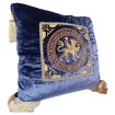 Luxury Embroidered Blue Rubelli Velvet Pillow with Corner Tassels