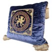 Luxury Embroidered Blue Rubelli Velvet Pillow with Corner Tassels