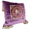 Embroidered Purple Rubelli Velvet Pillow with Corner Tassels