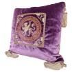 Embroidered Purple Rubelli Velvet Pillow with Corner Tassels