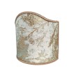 Clip-On Wall Sconces Shield Shade Jade Green and Gold Jacquard Rubelli Fabric Mirage Pattern Mini Lampshade