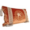 Embroidered Pillow with Antique Gold Metallic Galon Burnt Orange Rubelli Velvet