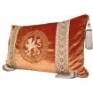 Embroidered Pillow with Antique Gold Metallic Galon Burnt Orange Rubelli Velvet