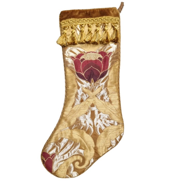 Chaussette de Noël Fait Main en Tissu Lampas de Soie Luigi Bevilacqua Tulipani Jaune