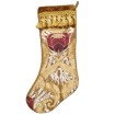 Luxury Christmas Stocking with Tassel Trim Antique Yellow Luigi Bevilacqua Silk Lampas Tulipani Pattern