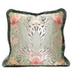 Housse de Coussin avec Frange Marabout Fait Main en Tissu Lampas de Soie Luigi Bevilacqua Tulipani Vert Jade