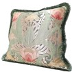 Pillow Case with Brush Fringe Luigi Bevilacqua Jade Green Silk Lampas Tulipani Pattern