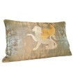 Gold Winged Lion Embroidered Pillow Rubelli Jacquard Fabric Reseda Green Venier Pattern