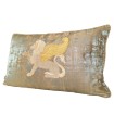 Gold Winged Lion Embroidered Pillow Rubelli Jacquard Fabric Reseda Green Venier Pattern