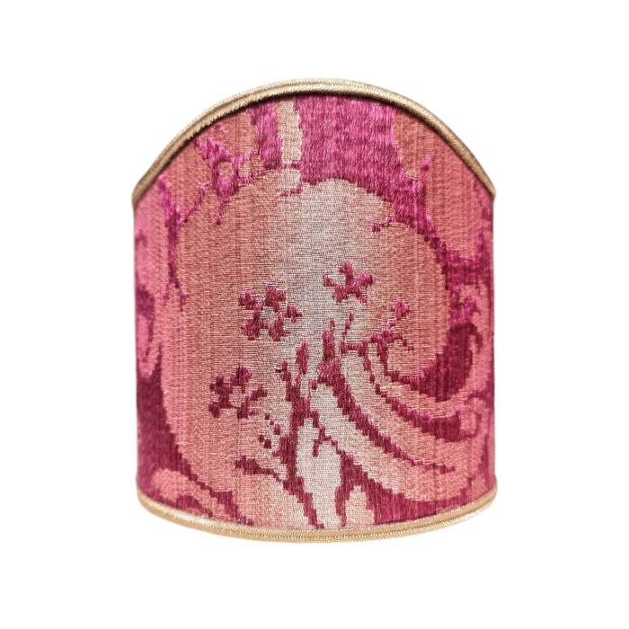 Clip-On Mini Lampshade Rubelli Ruzante Cardinal Silk Damask Fabric Shield Shade