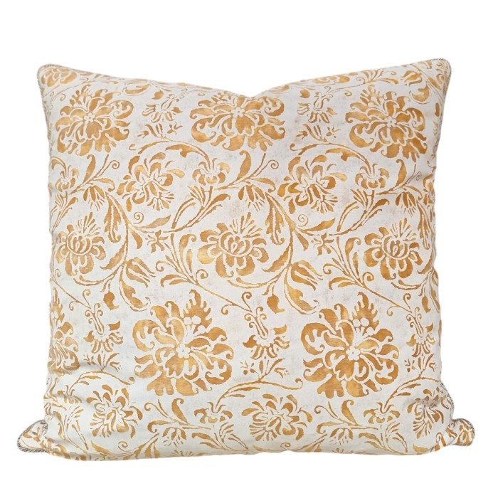 Housse de Coussin Fait Main en Tissu Fortuny Cimarosa Jaune et Blanc