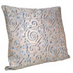 Fortuny Fabric Throw Pillow Cushion Cover Blue & Silvery Gold Maori Pattern