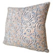 Fortuny Fabric Throw Pillow Cushion Cover Blue & Silvery Gold Maori Pattern