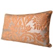 Double Sided Fortuny Fabric Pillow Cover Burnt Apricot & Silvery Gold Barberini Pattern