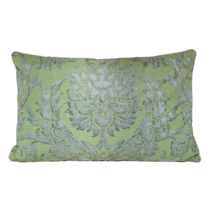 Housse de Coussin Fait Main en Tissu Fortuny Barberini Vert