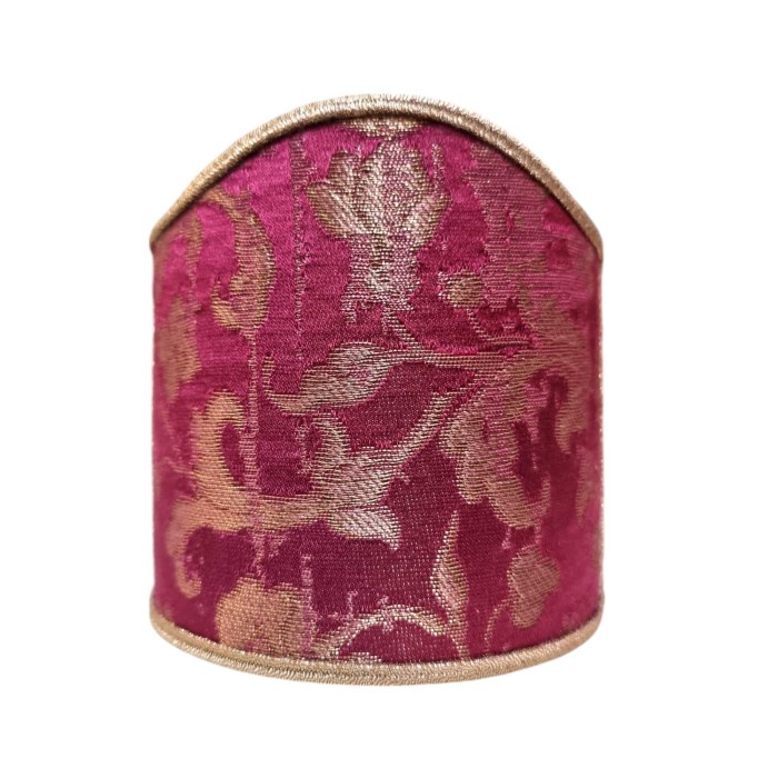 Wall Sconce Clip On Shield Shade in Cardinal and Gold Silk Jacquard Rubelli Les Indes Galantes Pattern