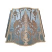 Fancy Square Lamp Shade Aqua Blue and Gold Silk Brocade Rubelli Fabric Aida Pattern Rubelli 