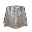 Fancy Square Lamp Shade Aqua Blue and Gold Silk Brocade Rubelli Fabric Aida Pattern