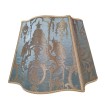 Fancy Square Lamp Shade Aqua Blue and Gold Silk Brocade Rubelli Fabric Aida Pattern