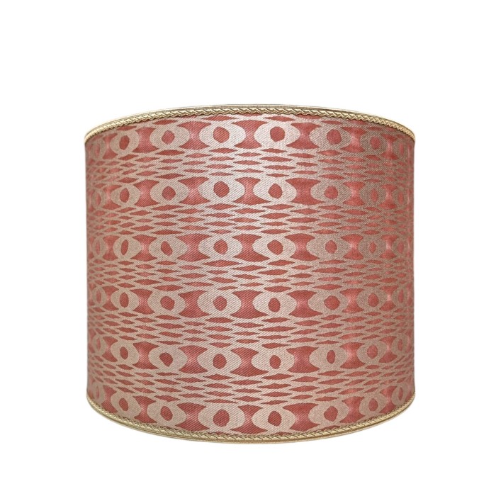 Drum Lampshade in Fortuny Fabric Spice & Gold Texture Unita Pattern