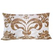 Housse de Coussin Rectangulaire Fait Main en Tissu Fortuny Glicine Marron et Blanc