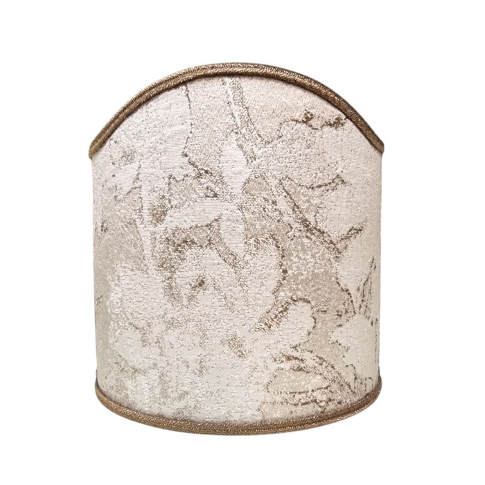 Wall Sconce Clip-On Shield Shade Silk Lampas Rubelli Fabric Ivory and Gold Dorian Gray Pattern Mini Lampshade