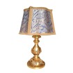 Gold Leaf Turned Wood Table Lamp with Fortuny Fabric Lampshade