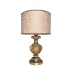 Green & Gold Leaf Lacquered Turned Wood Table Lamp with Fortuny Fabric Lampshade