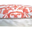 Housse de Coussin Fait Main en Tissu Fortuny Corone Rouge Orangé et Gris Clair