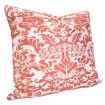 Housse de Coussin Fait Main en Tissu Fortuny Corone Rouge Orangé et Gris Clair