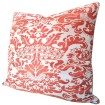 Housse de Coussin Fait Main en Tissu Fortuny Corone Rouge Orangé et Gris Clair