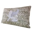 Coussin Brodé Lion Ailé Fait Main en Tissu Brocart Vert Réséda