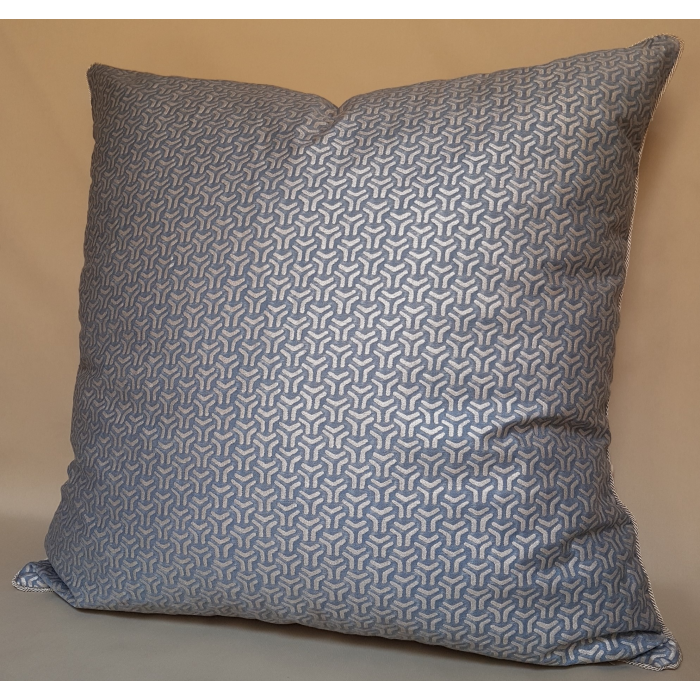 Throw Pillow Cushion Cover Fortuny Fabric Blue Grey And Silver Bivio 9301