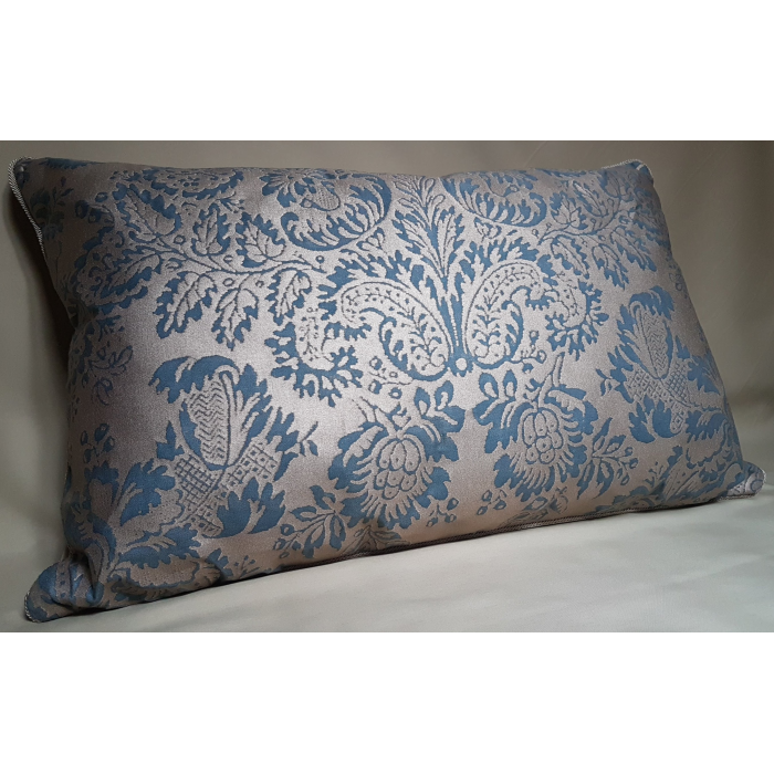 Lumbar Throw Pillow Cushion Cover Fortuny Fabric Slate Blue 6658