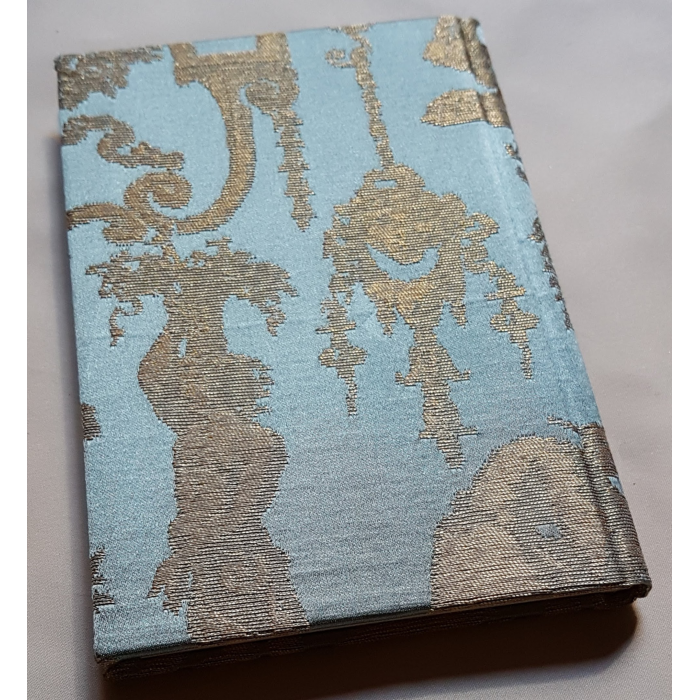 Silk Brocatelle Rubelli Fabric Covered Journal Hardcover Notebook Blue and Gold Tebaldo Pattern hotsell - Handcraft in Italy