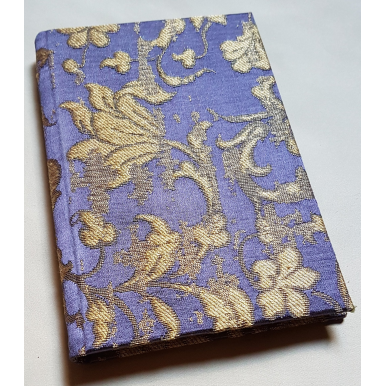 Popular Silk Brocatelle Rubelli Fabric Covered Journal Hardcover Notebook Blue and Gold Tebaldo Pattern - Handcraft in Italy