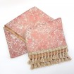 Luxury Table Runner Pink Silk Lampas Rubelli Fabric Michelle Pattern with Tassel Trim