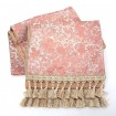 Luxury Table Runner Pink Silk Lampas Rubelli Fabric Michelle Pattern with Tassel Trim