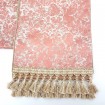 Luxury Table Runner Pink Silk Lampas Rubelli Fabric Michelle Pattern with Tassel Trim