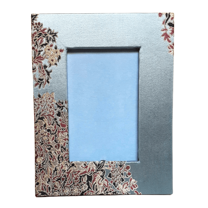 Rubelli Silk Lampas Fabric Covered Tabletop Picture Photo Frame Blue Sky Sherazade Pattern