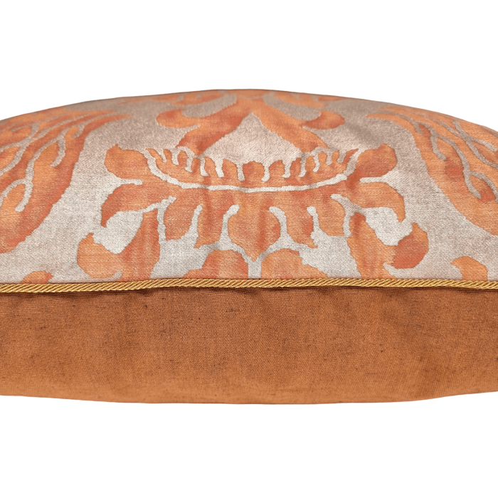 Fortuny vintage fabric authentic luxury cutting 9 B one piece burnt order apricot luxury pillow chair cotton hand printed