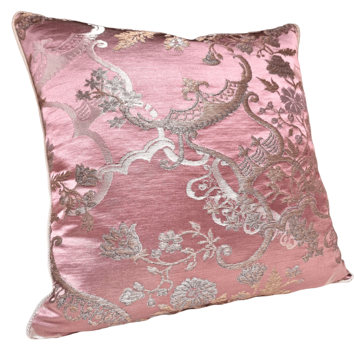 Pink silk throw online pillows