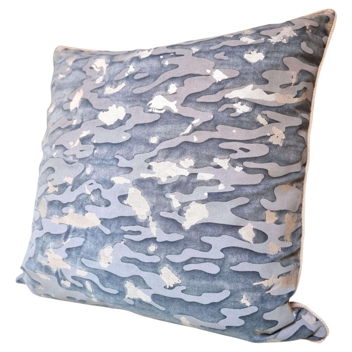 Decorative Pillow Case Fortuny Fabric Camo Isole Pattern in Blue